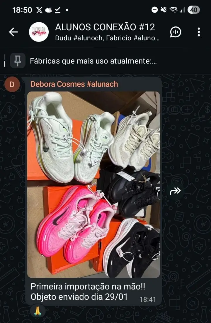 Primeira importação de tênis de um membro