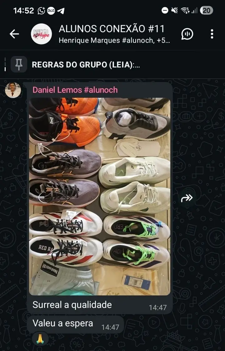 Coleção de tênis recebida por um membro