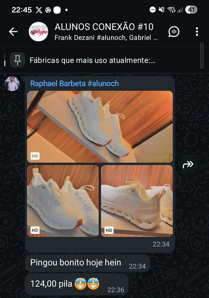 Tênis importados compartilhados no grupo