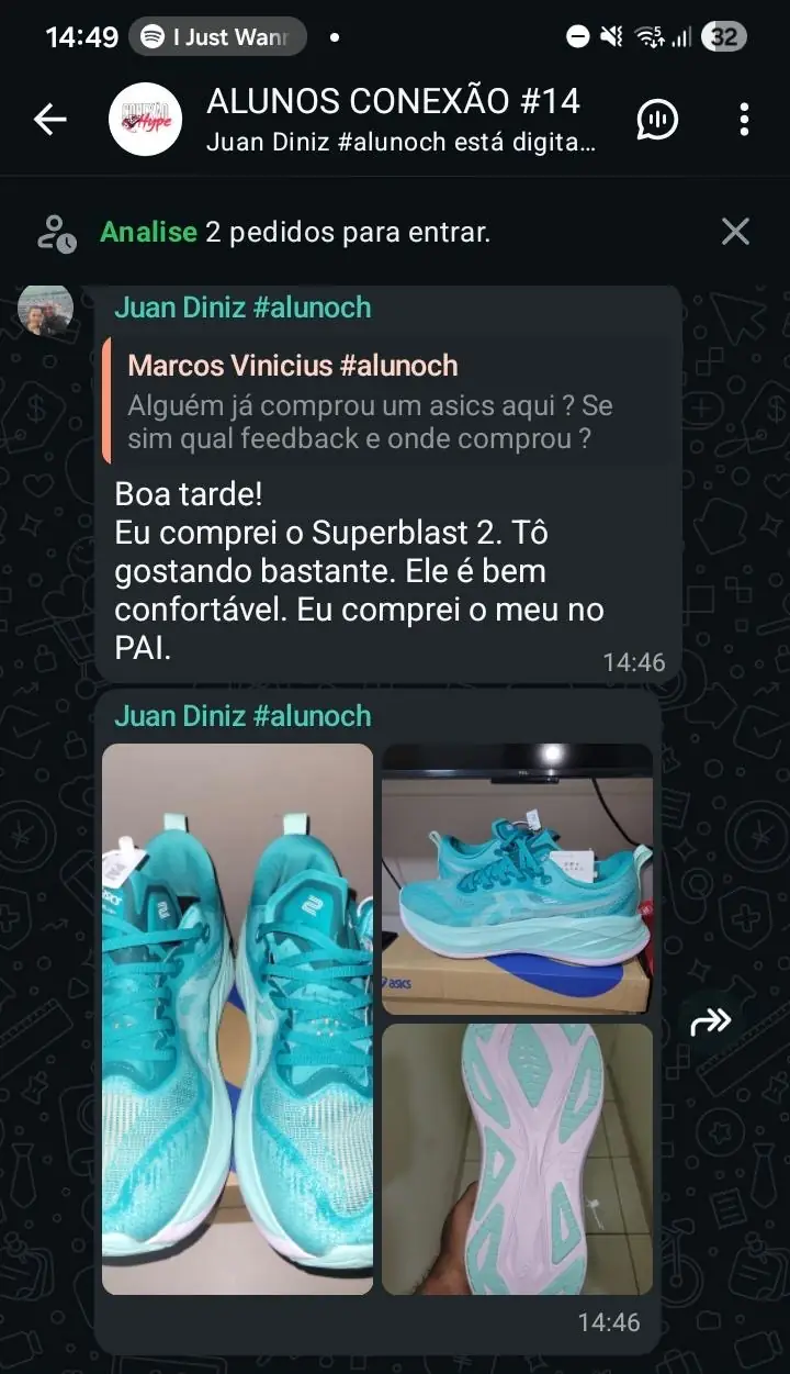 Avaliação de tênis importados por uma integrante
